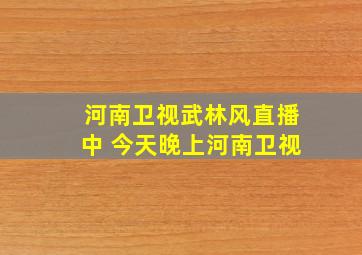 河南卫视武林风直播中 今天晚上河南卫视